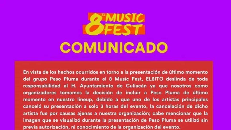 «8 Music Fest» deslinda al ayuntamiento por presentar a «Peso Pluma»
