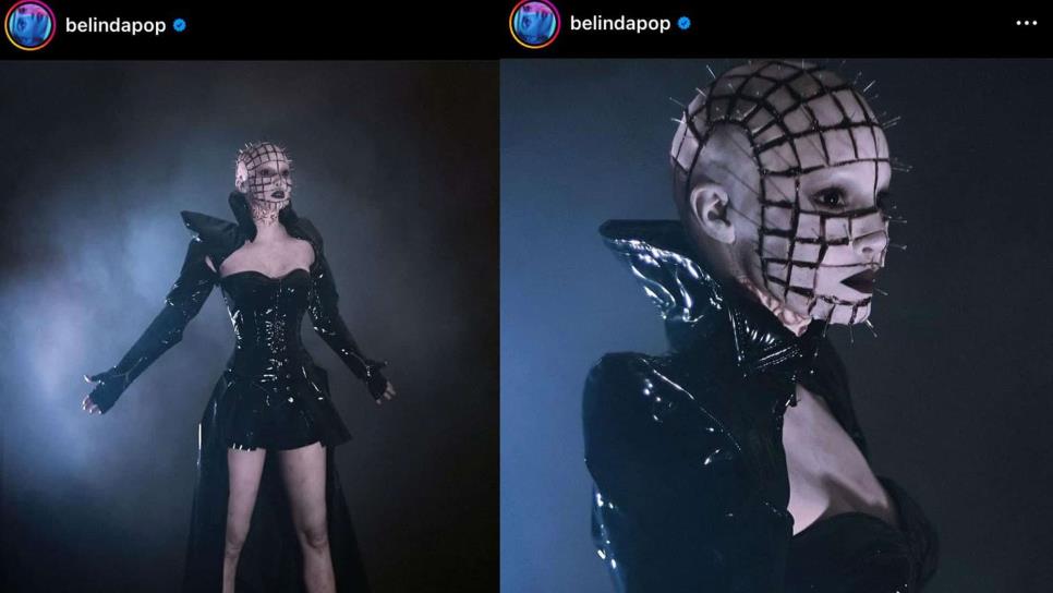 Belinda se disfraza de Pinhead, de Hellraiser, por halloween
