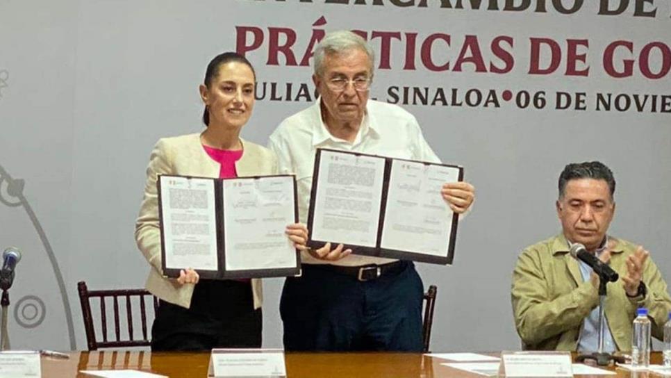 Claudia Sheinbaum y Rocha Moya firman convenio «Intercambio de buenas prácticas de gobierno»
