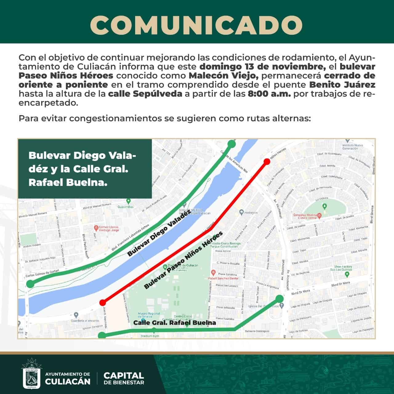 Malecón Viejo, cerrado por trabajos de reencarpetado