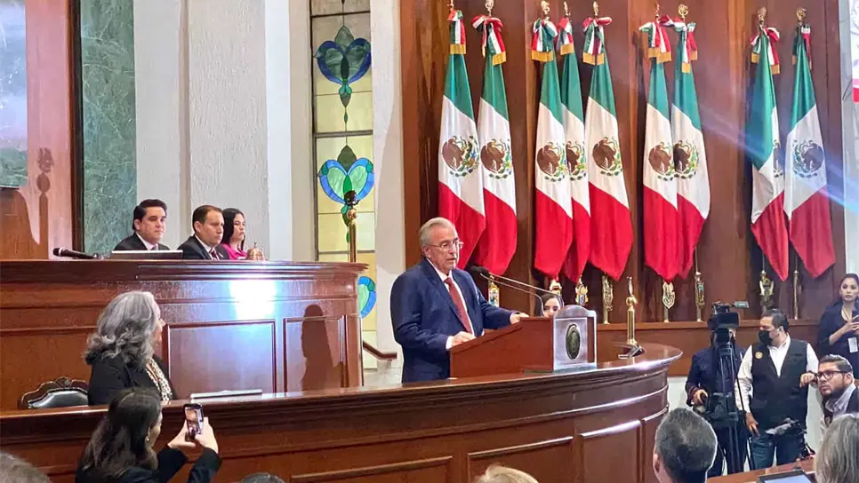 Rocha Moya en su primer informe de labores. | FOTO: Archivo.