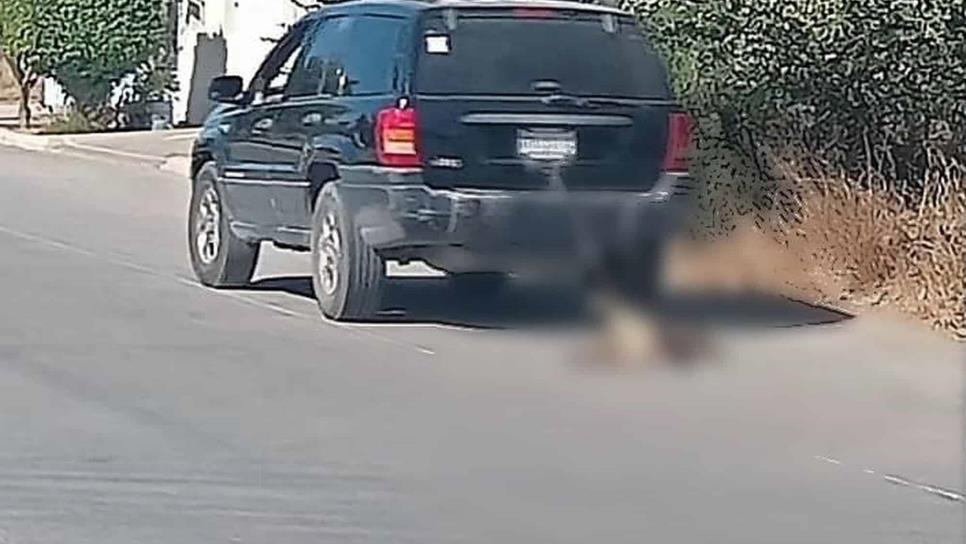 Captan a sujeto arrastrando a un perro con su camioneta en Los Mochis | VIDEO