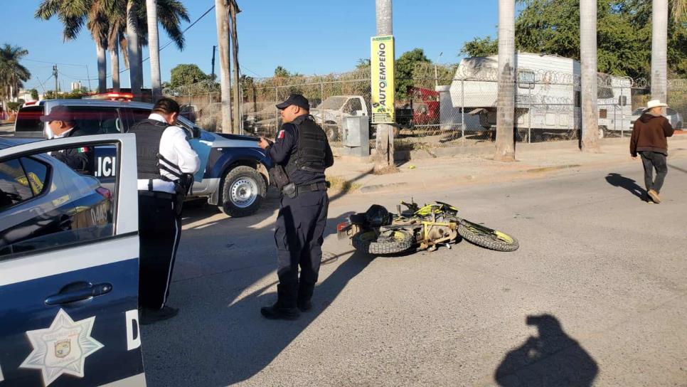 Motociclista lesionado en desigual choque en la colonia Las Palmas de Guasave