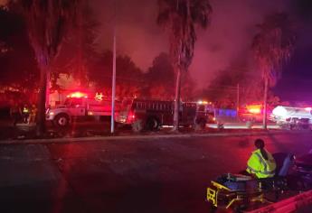 Incendio consume miles de tarimas en la colonia Toledo Corro, en Los Mochis