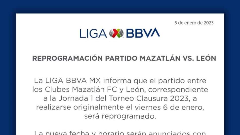 Liga MX cancela juego de Mazatlán vs León por violencia