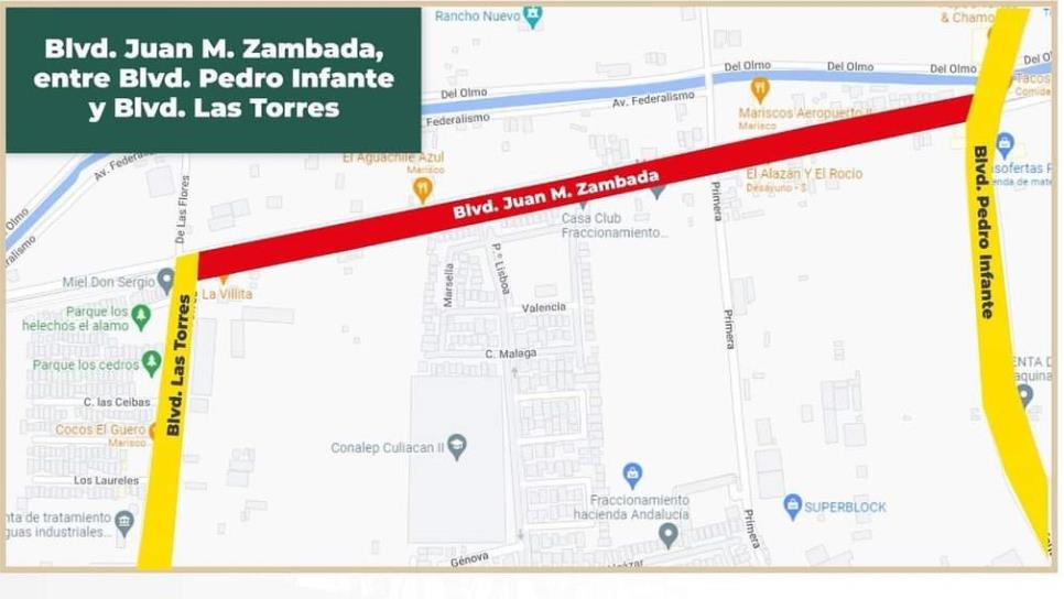 Cierran el bulevar Juan M. Zambada en Culiacán por trabajos de reencarpetado