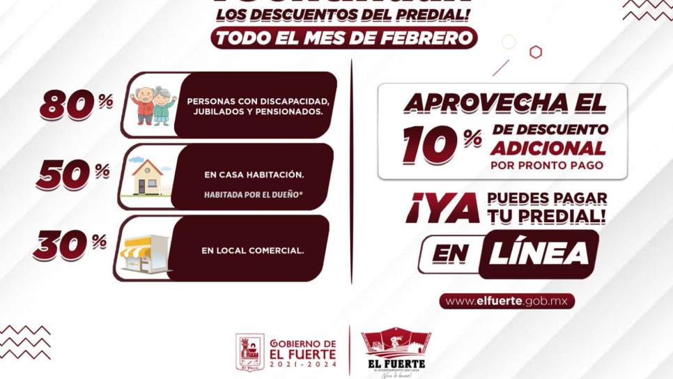 Ayuntamiento de El Fuerte anuncia plataforma para pago de predial en línea