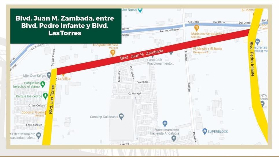Permanecerá cerrado el bulevar Juan M. Zumbada en Culiacán