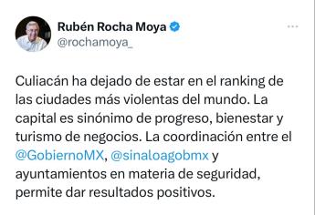 Culiacán desaparece del ranking de las ciudades más violentas del mundo