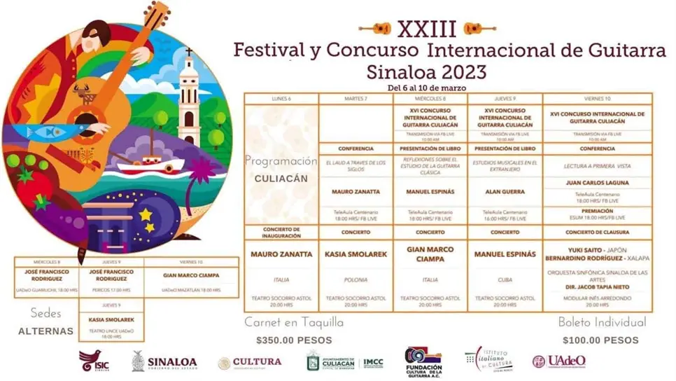 Vive una semana de festival con el «Concurso Internacional de Guitarra Sinaloa 2023». | FOTO: Cortesía.