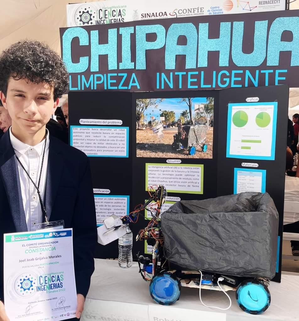 «Chipahua» el robot que recoge la basura; lo creo un joven sinaloense