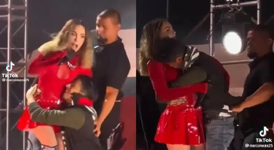 Fan «manosea» a Belinda en pleno escenario. | FOTO: Captura de pantalla.