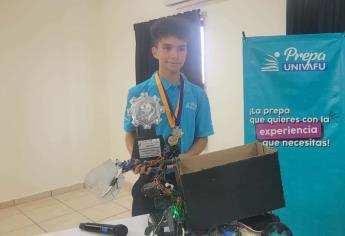 Joel Joab, de Los Mochis, creó un robot que recoge la basura con el que competirá en Brasil