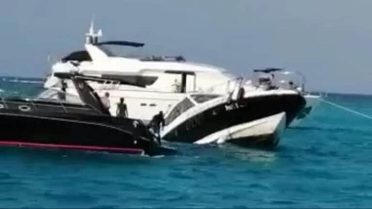 Rescatan a 15 turistas, tras hundimiento de yate en Cancún: | VIDEO