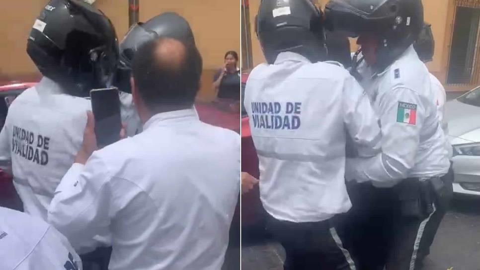 Hombre sometido por tránsitos circulaba en moto por la banqueta en Culiacán | VIDEO