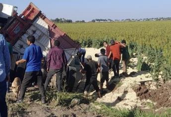 Vuelca torton con 20 toneladas de maíz en la carretera 19