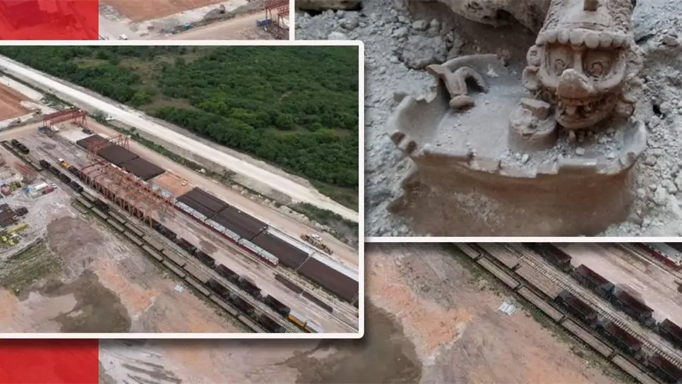 INAH halló en el Tren Maya una escultura que representa una deidad de la muerte. | FOTO: Milenio.