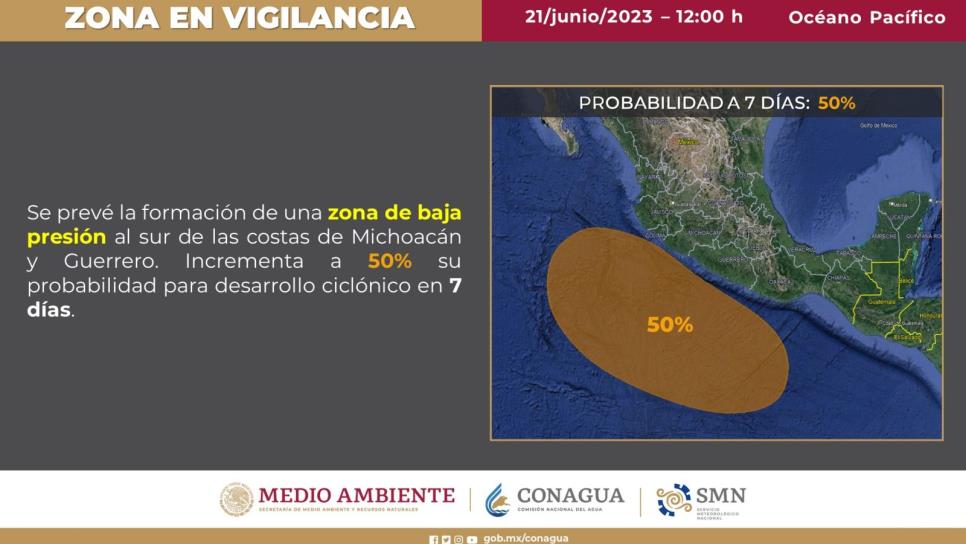 Ciclón «Adrián» con 50% de probabilidad en 7 días