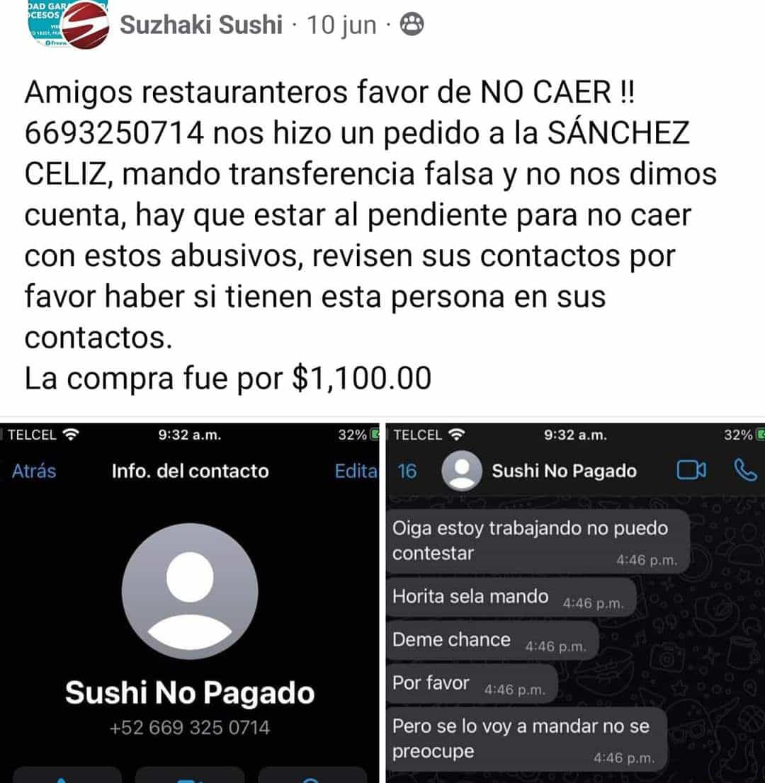Ya son más de 10 negocios a los que ha estafado. FOTO: Cortesía