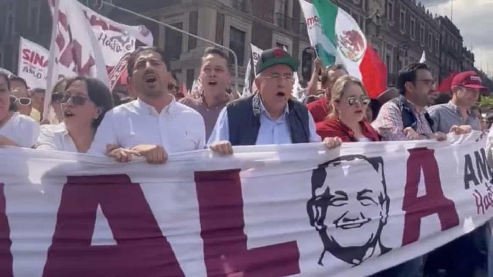 «Es un honor estar con Obrador», Rocha Moya marcha en el AMLO Fest en la CDMX