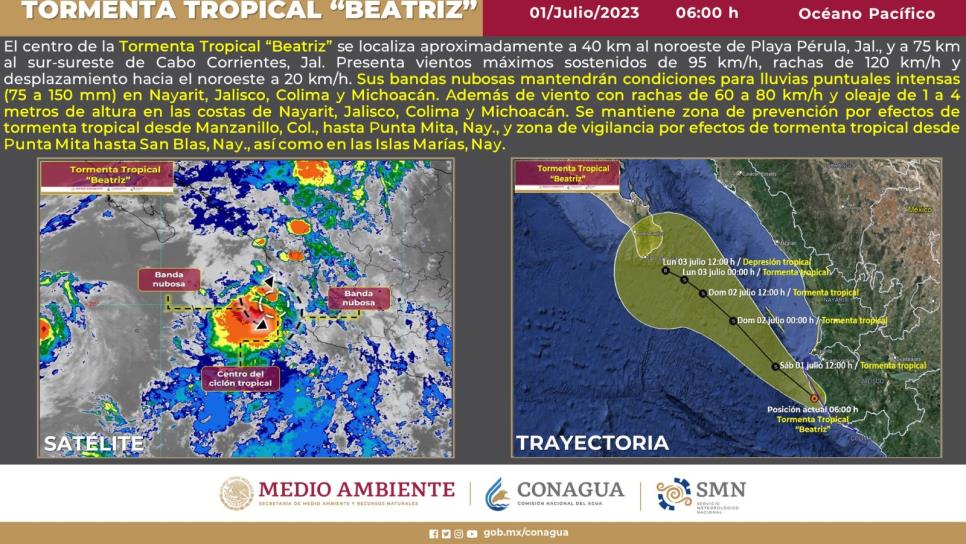 «Beatriz» se debilita y convierte en Tormenta Tropical