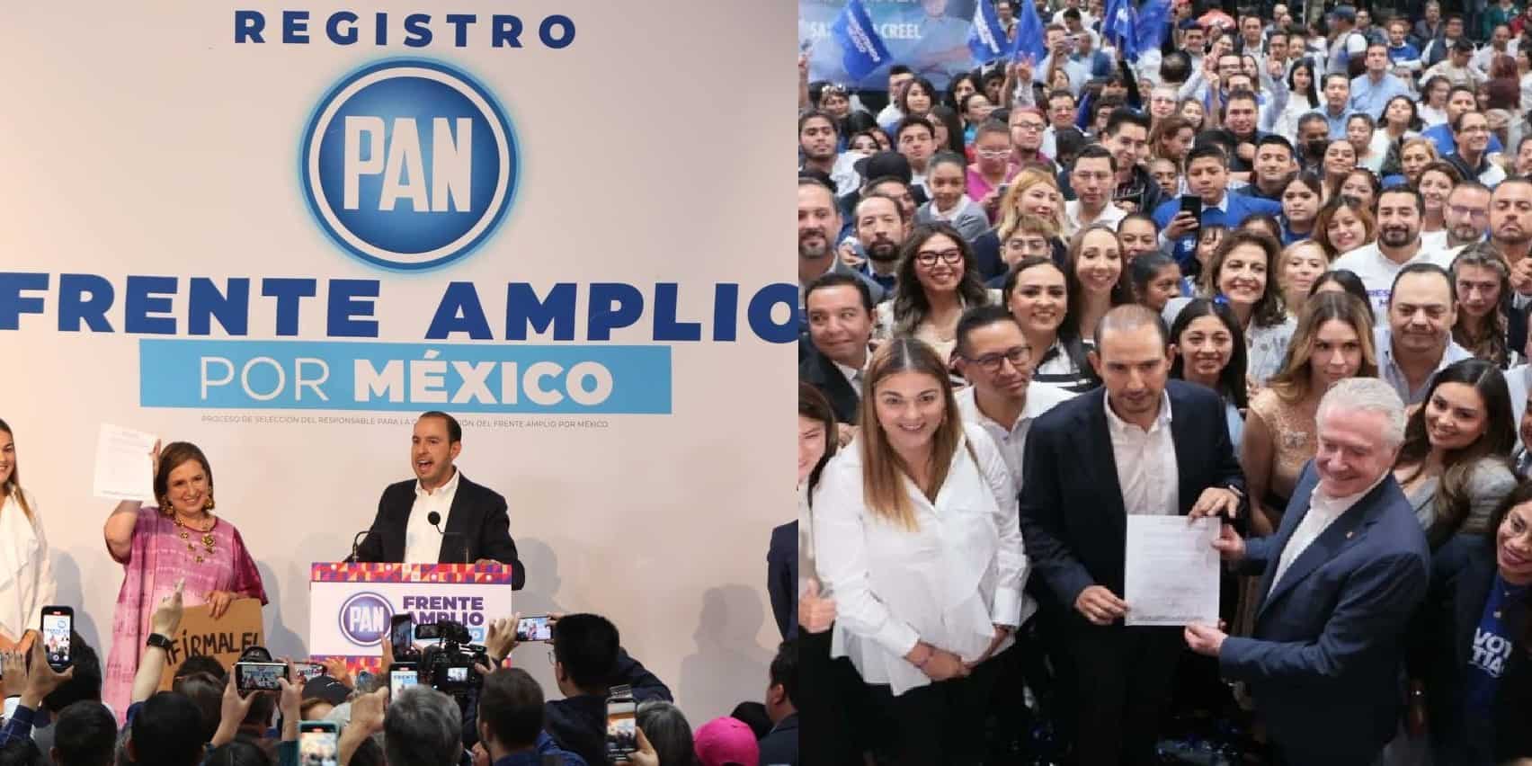 Xóchitl Gálvez y Santiago Creel en sus respectivos registros. FOTO: Twitter.