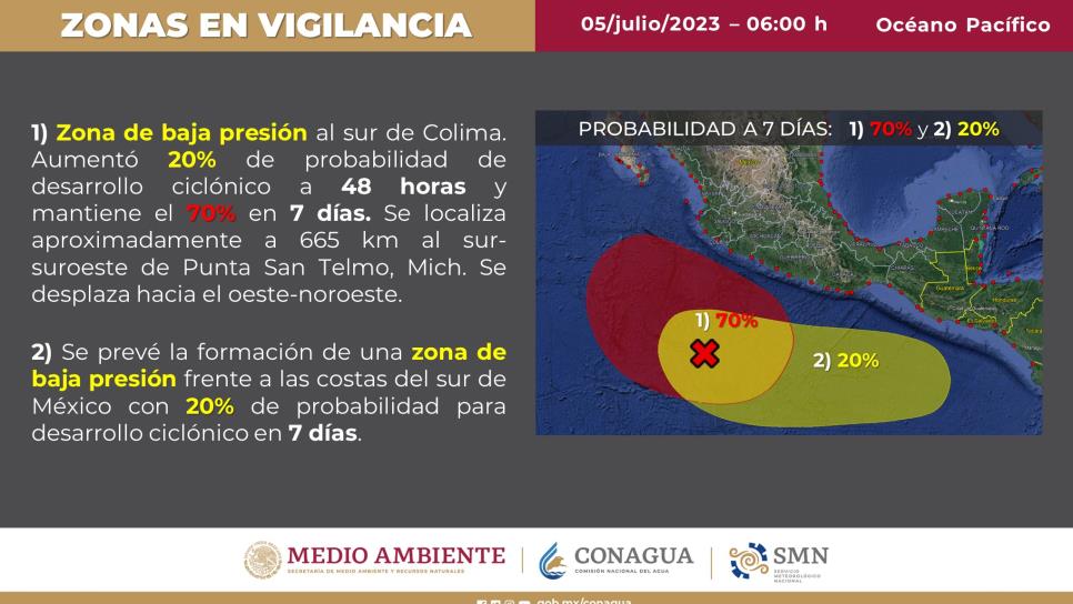 Persiste la posibilidad de desarrollo ciclónico al sur de México