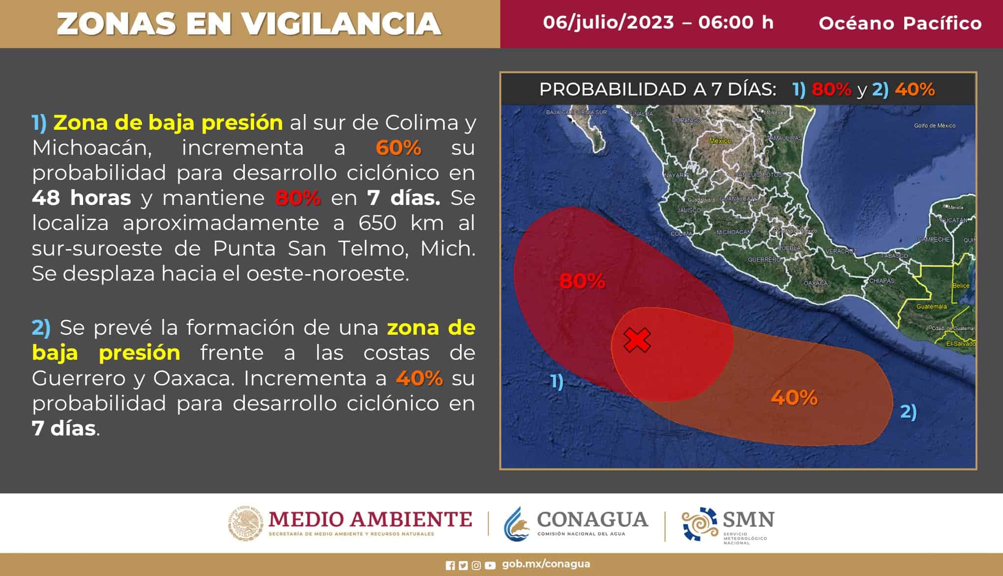 Estos pueden ser el tercer y cuarto ciclón de la temporada. FOTO: SMN