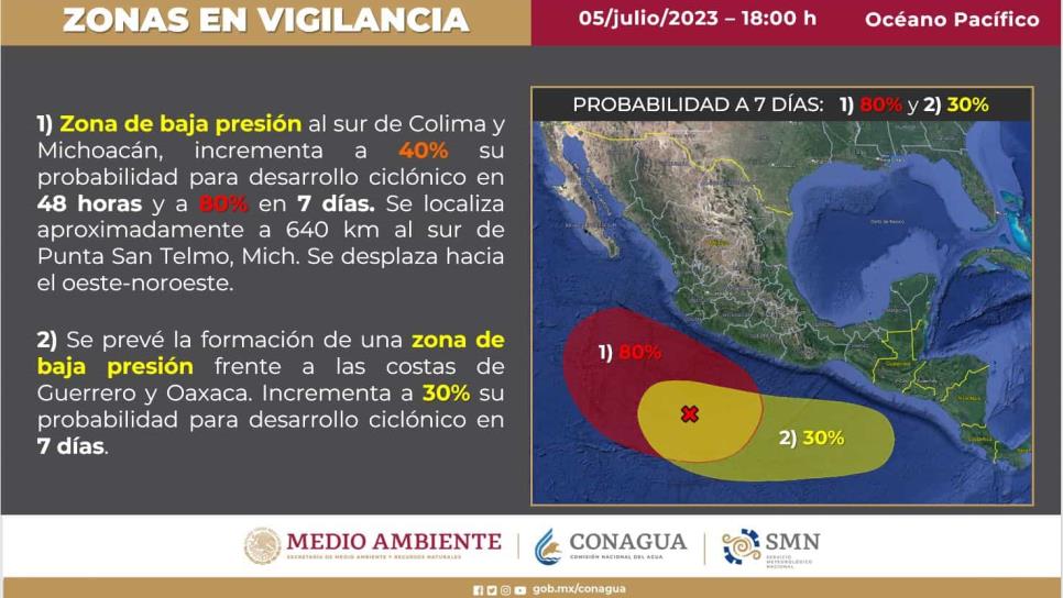 Ciclón «Calvin», al 80% de su formación