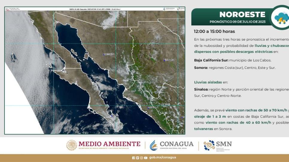 Se mantiene el pronóstico de lluvias fuertes en Sinaloa