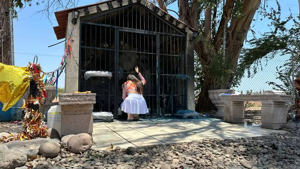 La Capilla de la Santa Muerte que se incendió.