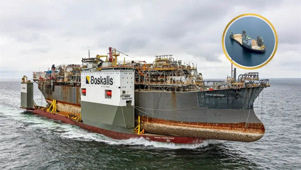 Este enorme buque es transportado por el Boka Vanguard para su reparación. FOTOS: Boskalis