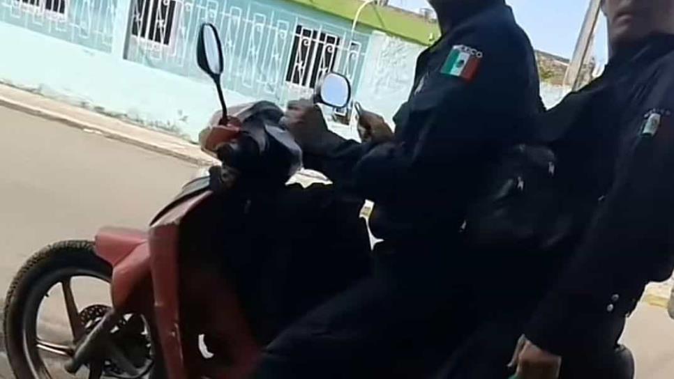 Captan a policías en moto no oficial, sin placas y sin casco en Mazatlán