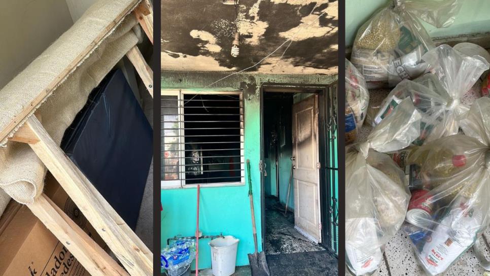 Gobierno atiende a familia que perdió su casa por un rayo en Culiacán