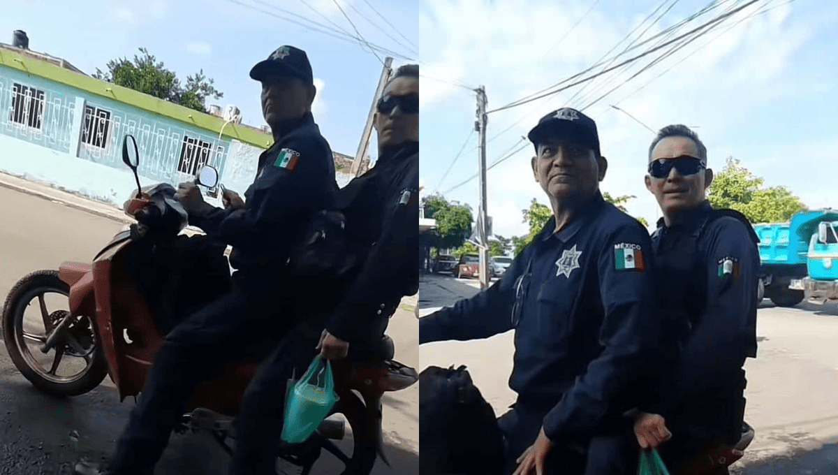 Policías de Mazatlán fueron captados transitando en moto sin portar casco. FOTO: Cortesía