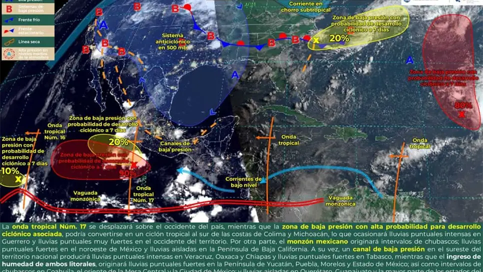 «Dora» y «Eugene», bajo vigilancia la formación de dos huracanes en el Pacífico