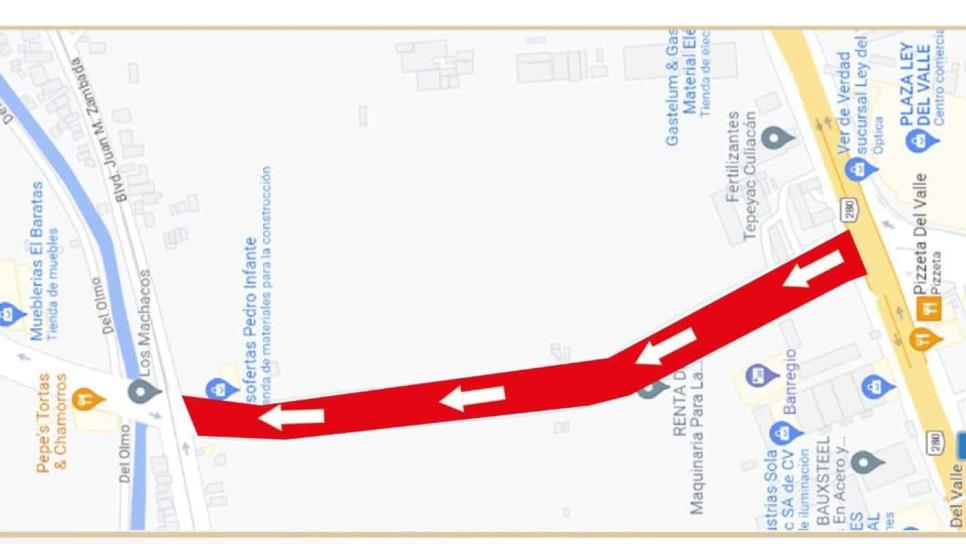 Este lunes estará cerrado un carril del Pedro Infante en Culiacán por reencarpetado