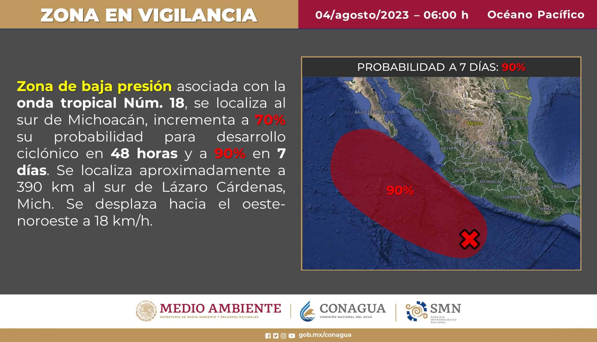 «Eugene» provocará lluvias en Sinaloa este fin de semana. FOTO: SMN