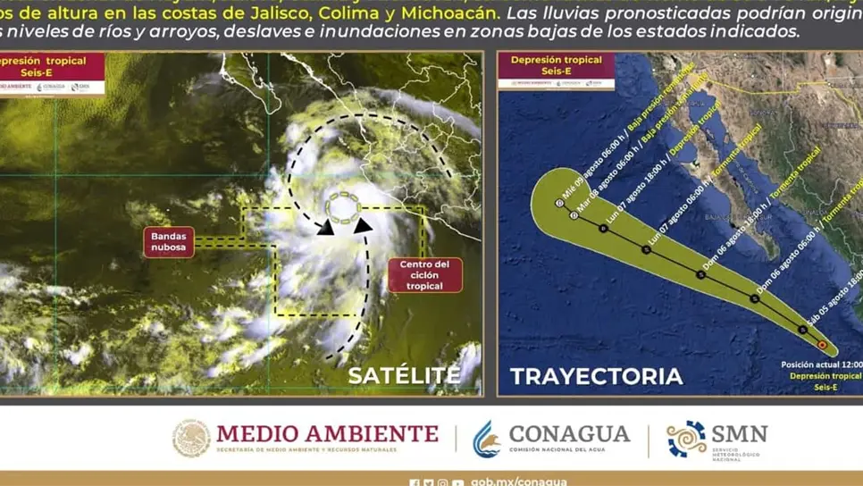 Se forma la Depresión Tropical Seis-E en el Océano Pacífico
