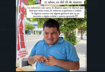 Asaltan y roban guitarra a «Chayo», un joven músico invidente de Los Mochis