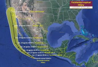 Tormenta tropical Hilary se localiza al sur de las costas de Michoacán y Colima