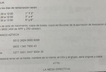 «Sin cuota no hay reinscripción», primaria en Culiacán exige $650 por alumno