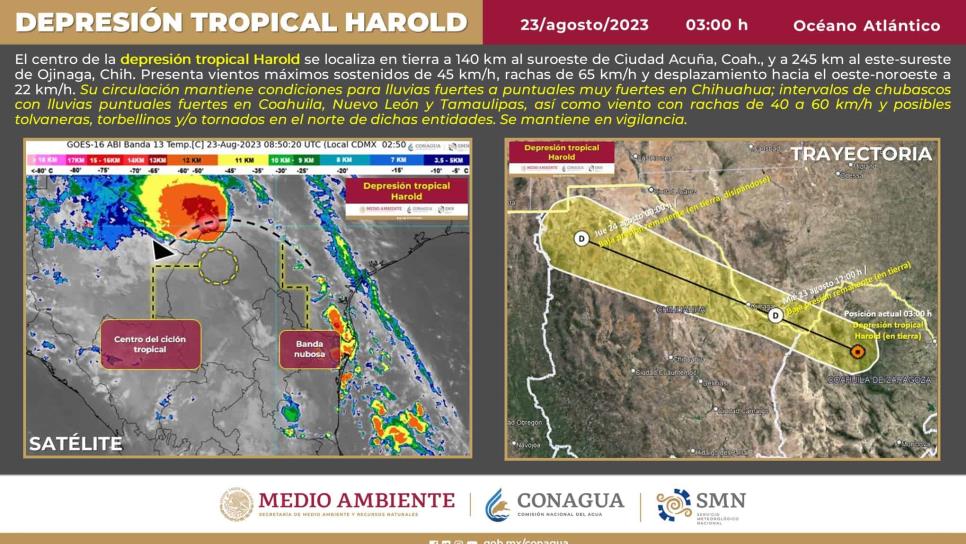 La depresión tropical «Harold» seguirá dejando lluvias en el noreste del país