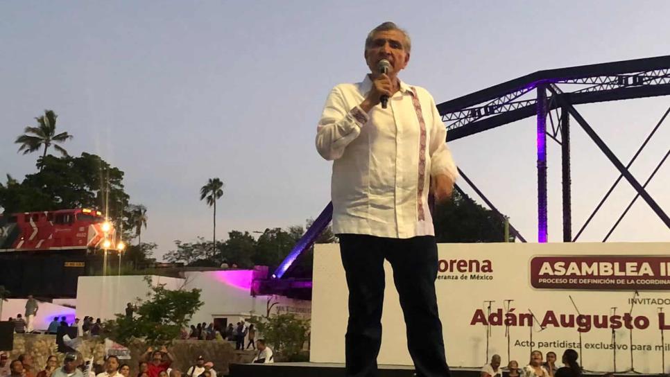 «Estoy seguro de que voy a ganar la encuesta», Adán Augusto en su última asamblea informativa en Culiacán