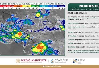 Se pronostican lluvias fuertes con descargas eléctricas en Sinaloa este martes
