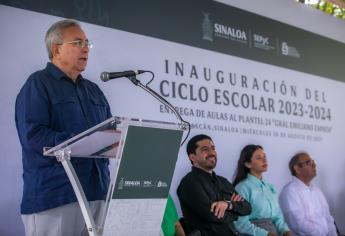 Rocha Moya arranca Ciclo Escolar 2023-2024 en COBAES #24 con dos nuevas aulas en Culiacán