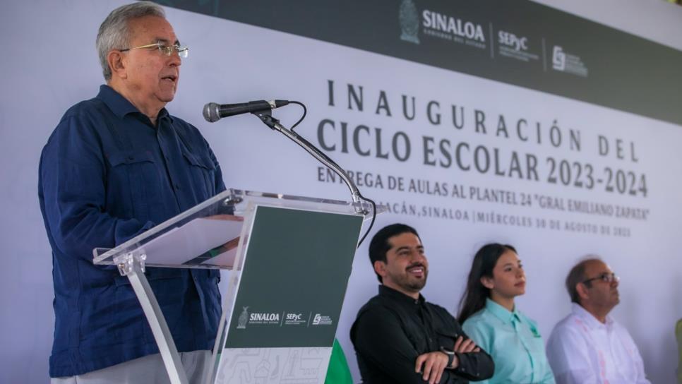 Rocha Moya arranca Ciclo Escolar 2023-2024 en COBAES #24 con dos nuevas aulas en Culiacán