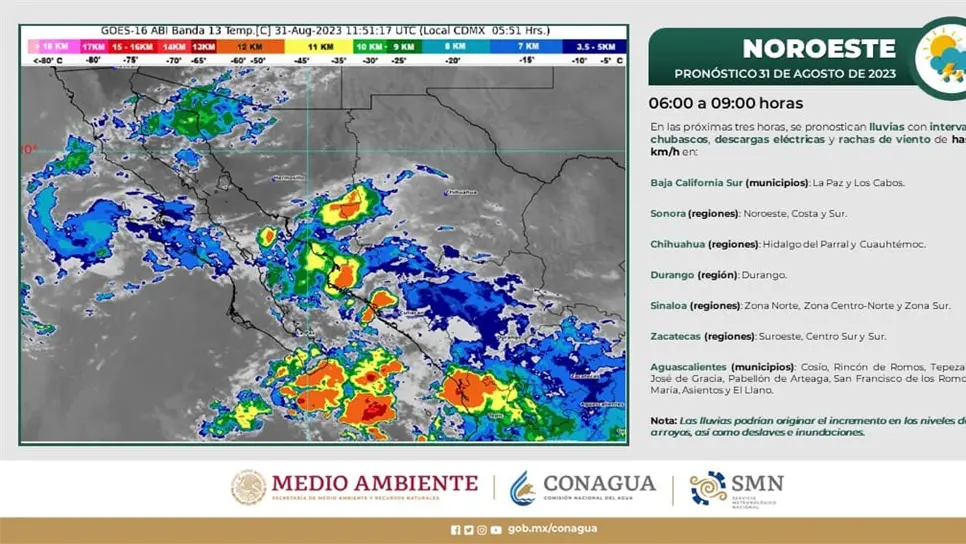 Las lluvias podrían aparecer en cualquier municipio. FOTO: SMN