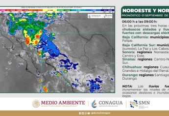Lluvias fuertes y tormentas eléctricas se pronostican en Sinaloa este viernes 1 de septiembre