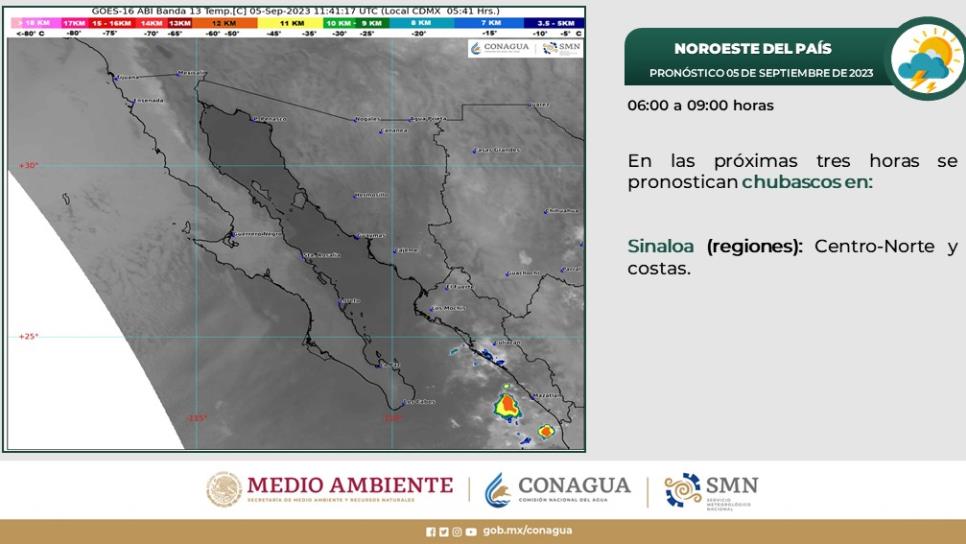 Poca probabilidad de lluvia en Sinaloa para este martes 5 de septiembre